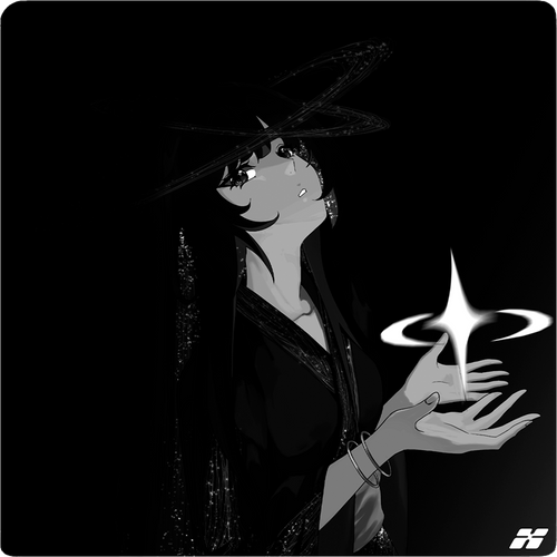 AS-BLACKNOVA — FLUXAIM Aimstars edition mousepad artwork, dark cosmic figure reaching toward a star
